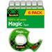 Scotch Magic Tape 6 Rolls Numerous Applications Invisible Engineered for Repairing 3/4 x 650 Inches (6122)