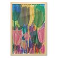 Flower Wall Art with Frame Fine Art Painting of Creative Garden Coloful Tulip Flowers in Watercolor Style Print Printed Fabric Poster for Bathroom Living Room 23 x 35 Multicolor by Ambesonne