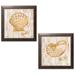 Gango Home Decor Coastal Distressed Beach Decor | Gold & Brown Saint Tropez Nautilus & Clam Shell Nautical by Paul Brent (Ready to Hang); Two 12x12in Brown Framed Prints