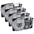 GREENCYCLE 4 Pack Compatible for Casio XR-9SR XR9SR Black on Metallic Label Tape for KL-120 KL-60 KL-100 KL750 KL780 KL2000 KL7000 KL7200 KLP1000 EZ Label Printer 9mm 3/8 Inch x 8m 26.2Feet