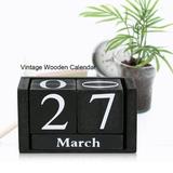 FAGINEY Vintage Wooden Calendar Desktop Wood Block Month Date Display Home Office Decoration Desktop Wooden Calendar Calendar