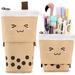 1 Piece Transformer Stand Store Pencil Holder Canvas Telescopic Pencil Cases Cartoon Zipper Pencil Pouch Dual-Use Stand Pen Case Box Storage Stationery Bags