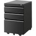 3 Drawer Metal File Cabinet with Lock Black-Mobile