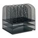 Safco Onyx Mesh Desk Organizer with Two Horizontal and Six Upright Sections Letter Size Files 13.25 x 11.5 x 13 Black Each