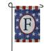 America Forever 4th of July Patriotic Monogram Garden Flag Letter F 12.5 x 18 inch Stars and Stripes Red White Blue American Independence Day Outdoor Yard Decorative USA Flag
