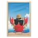 Crabs Wall Art with Frame Cool Crustacean with Black Sunglasses and a Hat Summer Vacation on Tropical Island Printed Fabric Poster for Bathroom Living Room 23 x 35 Multicolor by Ambesonne