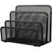 Mail Bin with 3 Compartments Metal Mesh Mailbox for Documents Papers Letter Black