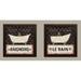 Lovely French Le Bain and Baignoire Typography Fleur De Lis Bath Print Set by Pela Studio; Two 12x12in Brown Framed Prints