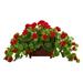 Nearly Natural 15 Red Geranium Plastic Artificial Plant in Decorative Planter