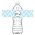 Little Elephant Blue Bottle Wraps - Set Of 20 - Baby Shower Water Bottle Labels - Baby Shower Decorations - Made in the USA - Blue