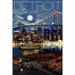 Detroit Michigan Skyline at Night (12x18 Wall Art Poster Room Decor)