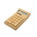 Carevas Eco-friendly Bamboo Electronic Calculator Counter Standard Function 12 Digits Solar & Battery Dual Powered for Home Office School Retail Store