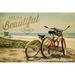Laguna Beach California Life is a Beautiful Ride Beach Cruisers (24x36 Giclee Gallery Art Print Vivid Textured Wall Decor)
