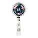 Koyal Wholesale Retractable Badge Reel Holder With Clip Blush Pink Peonies Flowers Monogram W