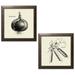 Gango Home Decor Contemporary Linen Vegetable BW Sketch Onion & Peas by Studio Mousseau (Ready to Hang); Two 12x12in Brown Framed Prints