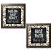 Gango Home Decor Contemporary Follow Your Heart & Have Faith by Lauren Rader (Ready to Hang); Two 12x12in Brown Framed Prints