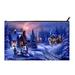 POPCreation Winter Snow Tree House Snowman Kids School Pencil Case Pencil Bag Zipper Organizer Bag (Twin sides) 9x5.5 inches