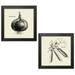 Gango Home Decor Contemporary Linen Vegetable BW Sketch Onion & Peas by Studio Mousseau (Ready to Hang); Two 12x12in Black Framed Prints