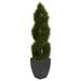 Nearly Natural 5 ft. Double Pond Cypress Spiral Topiary Artificial Tree in Black Wash Planter UV Resistant (Indoor/Outdoor)