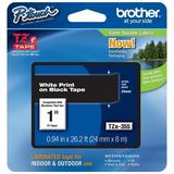 Genuine Brother 1 (24mm) White on Black TZe P-touch Tape for Brother PT-9400 PT9400 Label Maker