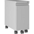 Lorell Slim Mobile Pedestal 10 x 19.9 x 21.8 for File Box - Letter Legal - Mobility Storage Space Anti-tip Hanging Rail Lockable Compact Key Lock - Silver - Metal - Recycled