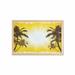 Palm Tree Wall Art with Frame Holiday Theme a Sunny Tropical Place with Palm Trees Illustration Print Printed Fabric Poster for Bathroom Living Room 35 x 23 Yellow and White by Ambesonne