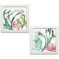 Gango Home Decor Cottage Mixed Greens LXVII & Mixed Greens LXVIII by Lisa Audit (Ready to Hang); Two 12x12in White Framed Prints