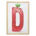 Letter D Wall Art with Frame Capital D Letter with Ripe Strawberry Design Green Vivid Leaves Diet Printed Fabric Poster for Bathroom Living Room 23 x 35 Vermilion Green Orange by Ambesonne