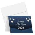 2024 Happy New Year Cards & Envelopes | Elegant Christmas Holidays Xmas New Year s Eve Blue Thank You Invitation Greeting Cards Set â€“ 25 Half Fold Cards & A6 Envelopes | 4.5 x 6 inches (A6 Size)