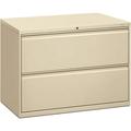 HON Brigade 800 Series 2-Drawer Lateral 42 x 18 x 28 - 2 x Drawer(S) for File - A4 Legal Letter - Lateral - Interlocking Durable Label Holder Leveling Glide Recessed Handle Ball-bearing Susp