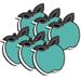 Ashley Productions Magnetic Whiteboard Eraser Teal Apple with Chalk Loop Leaves Pack of 6