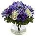 Nearly Natural Mixed Hydrangea with Vase Arrangement - Blue Purple