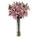Nearly Natural Rubrum Lily Silk Flower with Cylinder Vase