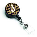 Carolines Treasures Letter J Chevron Navy Blue & Gold Retractable Badge Reel