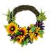 Northlight Sunflower and Mum Twig Autumn Artificial Floral Wreath 20-Inch