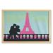 Kiss Wall Art with Frame Couple in Paris Kissing near the Eiffel Tower Valentine s Day Hand Drawn Style Printed Fabric Poster for Bathroom Living Room 35 x 23 Seafoam Pink Black by Ambesonne