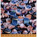 Cotton Blueberry Treats Blueberries Muffins Scones Pies Cheesecake Tarts Desserts Foods Blueberry Hill Black Cotton Fabric Print by the Yard (12637-12)