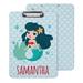 Printtoo Personalized Gift For Kids Decorative Clipboard for Girls Office School Hardboard Letter Size w/ Low Profile Clip w/ Free Marker & Eraser Mermaid-9x12.5 Inch