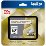 Genuine Brother 1/2 (12mm) Gold on Glitter White TZe P-touch Tape for Brother PT-2700 PT2700 Label Maker