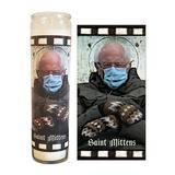 Saint Mittens Bernie Sanders Meme Celebrity Prayer Devotional Parody Candle - Funny Novelty Gift - 8 inch White Unscented Glass