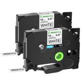 GREENCYCLE 2 Pack Compatible Label Tape Replacement for Brother P-Touch TZe-231 TZ231 TZe231 Black on White 12mm (0.47 26.2ft)Standard Laminated Tapes use in Ptouch PT-H100 PT-D210 PT-D600