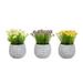 6.25 in. Tall Faux Flowers Assorted Natural Lifelike Floral Arrangements & Imitation Greenery in Vases Ivory Yellow & Purple - 3 Piece