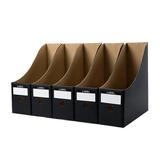 5 pcs Magazine File Holder Waterproof Useful Paper Desk Organizer Dormitory Student File Storage Holder - 26x9cm (Matt Black)
