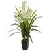 Nearly Natural 45 Plastic and Polyester Cymbidium Orchid Artificial Plant White