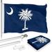 G128 Combo Pack: 6 Feet Tangle Free Spinning Flagpole (Silver) South Carolina SC State Flag 3x5 ft Printed 150D Brass Grommets (Flag Included) Aluminum Flag Pole