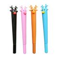 4Pcs Blue Ink Pens Christmas Deer Shaped Ballpoint Pen Student Stationery Gift(Black Brown Blue and Pink)