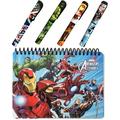 Avengers Autograph Book for Universal Studios and 4 Superhero Pens- Marvel Avengers Spiral Notebook Hard Back Iron Man Captain America Thor Hulk and Black Widow Accessories