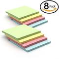 emraw sticky notes stick it stickies plain small 3 x 3 square pastel watercolor removable self stick on note memo pad for office home school - pack of 8 pads