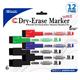 BAZIC Magnetic Dry Erase Marker Fine Tip Color Whiteboard Markers (6/Pack) 12-Packs