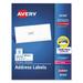 Avery White Address Labels w/ Sure Feed Technology for Laser Printers Laser Printers 1 x 2.63 White 30/Sheet 250 Sheets/Box (45160)